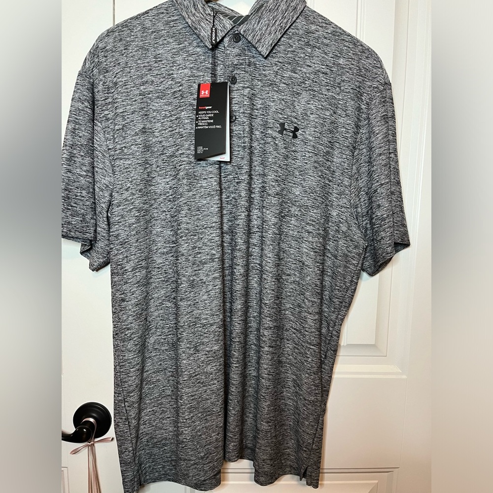 BRAND NEW Men’s Under armour LARGE loose fit grey Polo